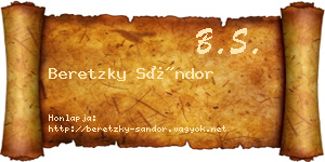 Beretzky Sándor névjegykártya